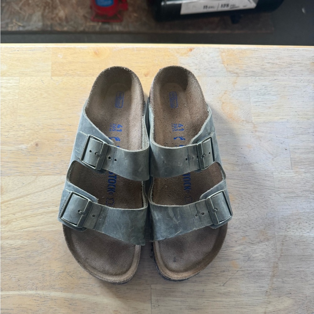 Army green two strap Birkenstocks